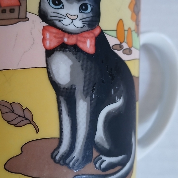 Vintage Coffee Mug Country Cat Seasonal Motif Japan Ceramic Cup 4 oz. - Picture 8 of 8